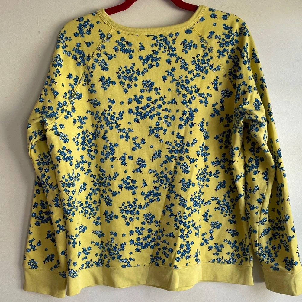 Draper James Yellow and Blue Floral Sweatshirt Size L